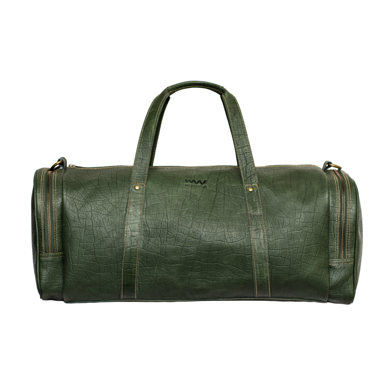 Wazawazi Leather Travel Bag Ber Green Front.jpg