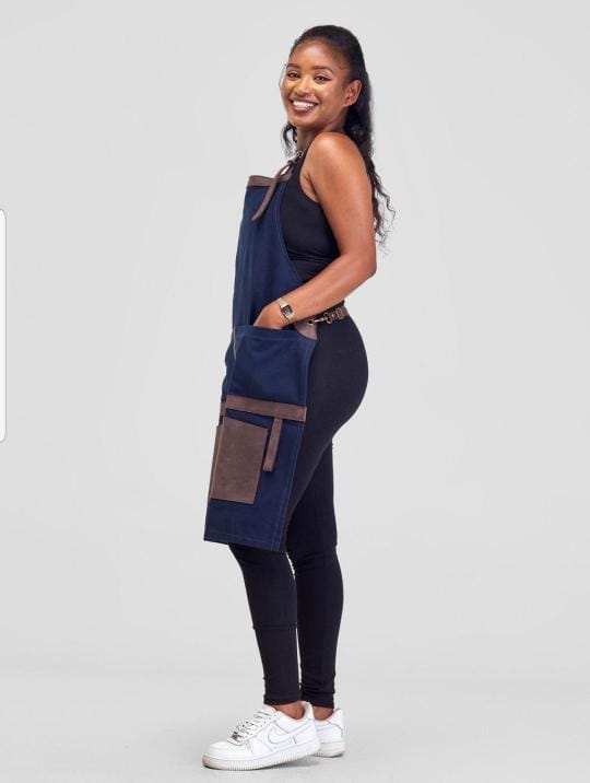 Professional Apron – Handmade Ejutan Apron By Wazawazi, Navy Blue 2 Professional Apron – Handmade Ejutan Apron By Wazawazi, Navy Blue - Image 2