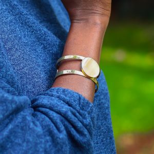 Round Bone Brass Bracelet
