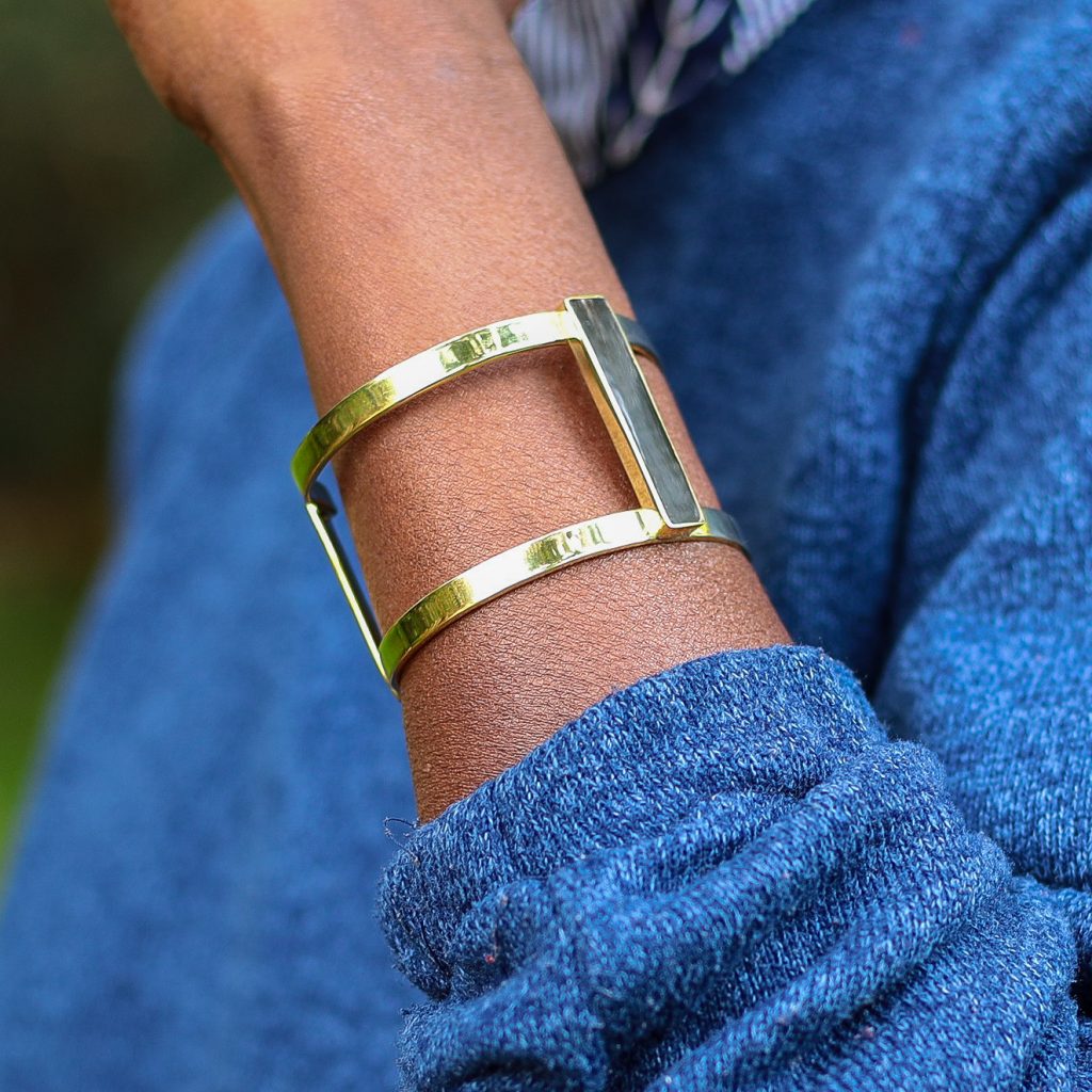 Brass Cuff Bracelet – Handmade Double Bar Design By Wazawazi