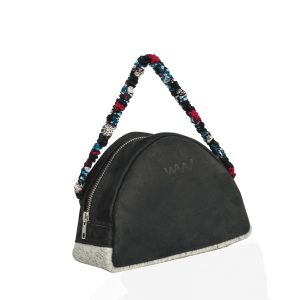 Leather Half Moon Bag with Hairon Leather Style and Kitenge Strap - Perfect Corporate Gift Idea