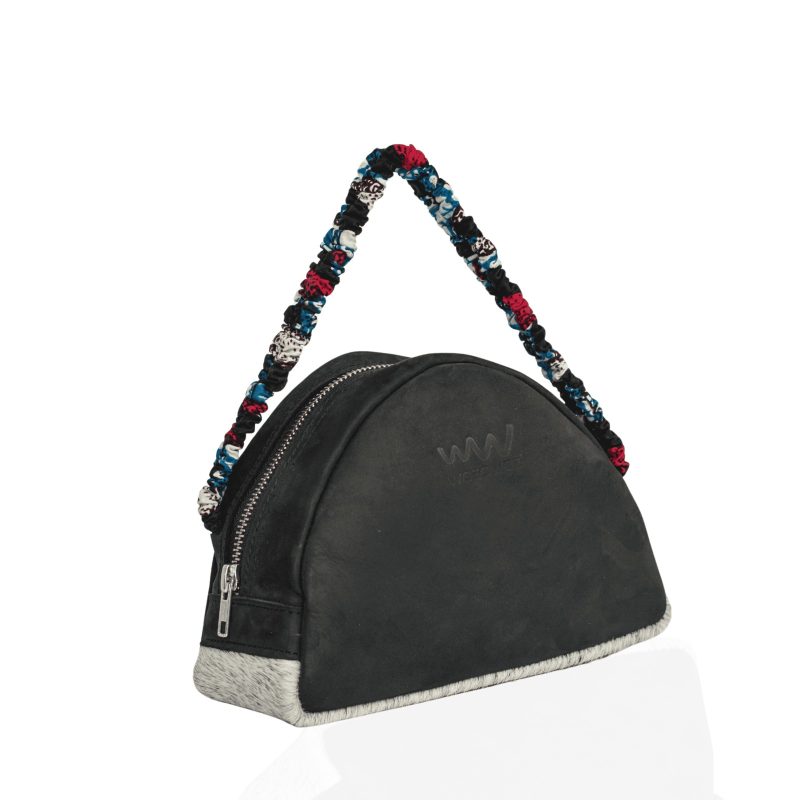 Leather Half Moon Bag With Hairon Leather Style And Kitenge Strap - Perfect Corporate Gift Idea