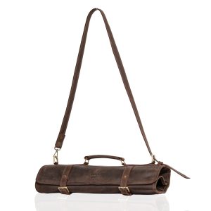 Professional Leather Knife Roll – Embossed Leather Chef Knife Bag by Wazawazi
