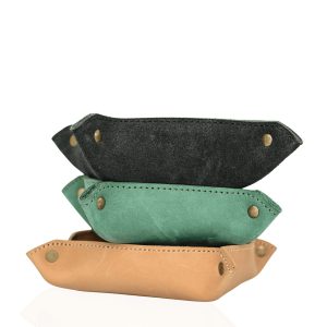 Handmade Leather Desk Organizer Tray – Genuine Leather Collection Tray