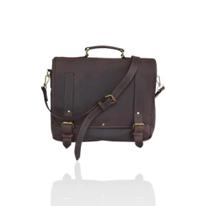 Executive Oil Pull-Up Leather Mo Messenger Bag | Padded Laptop Crossbody for Work & Travel
