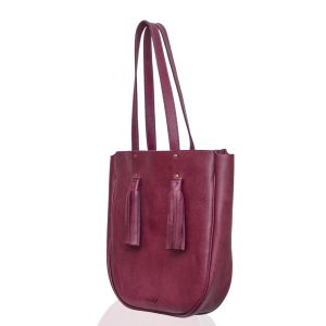 Maroon Leather Tote Bag – Wazawazi Half Moon Tote