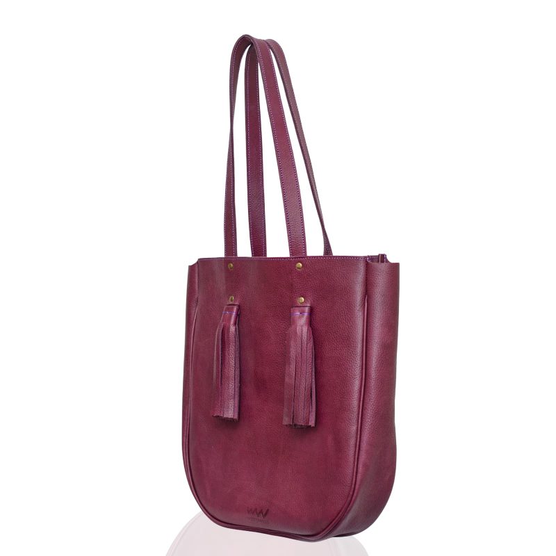 Maroon Leather Tote Bag – Wazawazi Half Moon Tote