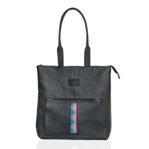 Luxury Leather Tote with Beaded Front Touch – Mich Tote Bag