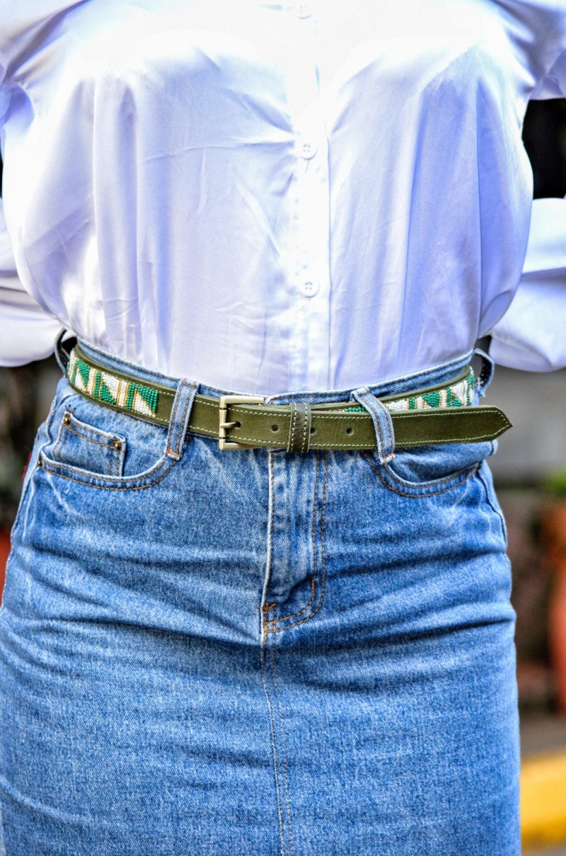 Beaded Slim Leather Belts – Handmade African Belt Beaded Slim Leather Belts – Handmade African Belt