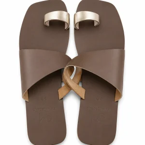 Gold Toe Leather Sandals – Handmade Wazawazi Sandals in Gold Accent